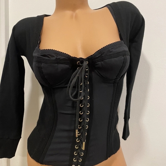 Black Lace-Up Women's Top